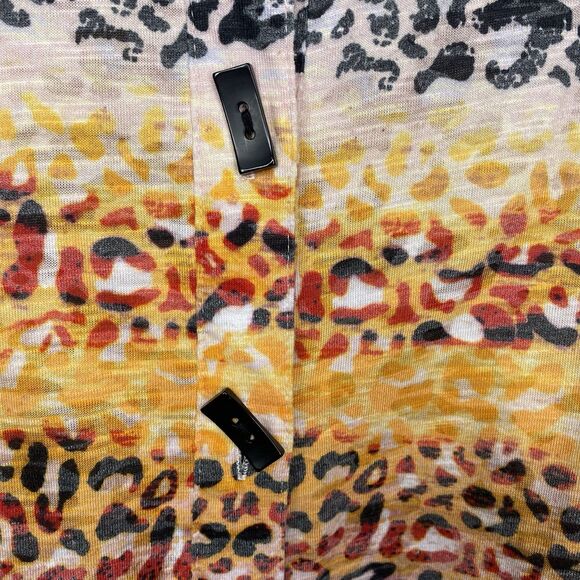 ALI MILES Tunic Blouse Button Down Cheetah Stripe Long Sleeve Womens 1X Colorful - Picture 8 of 14